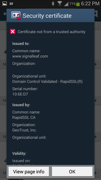 Heroku And Ssl Fixing This Site S Security Certificate Is Not Trusted On Android And Other Devices Los Techies