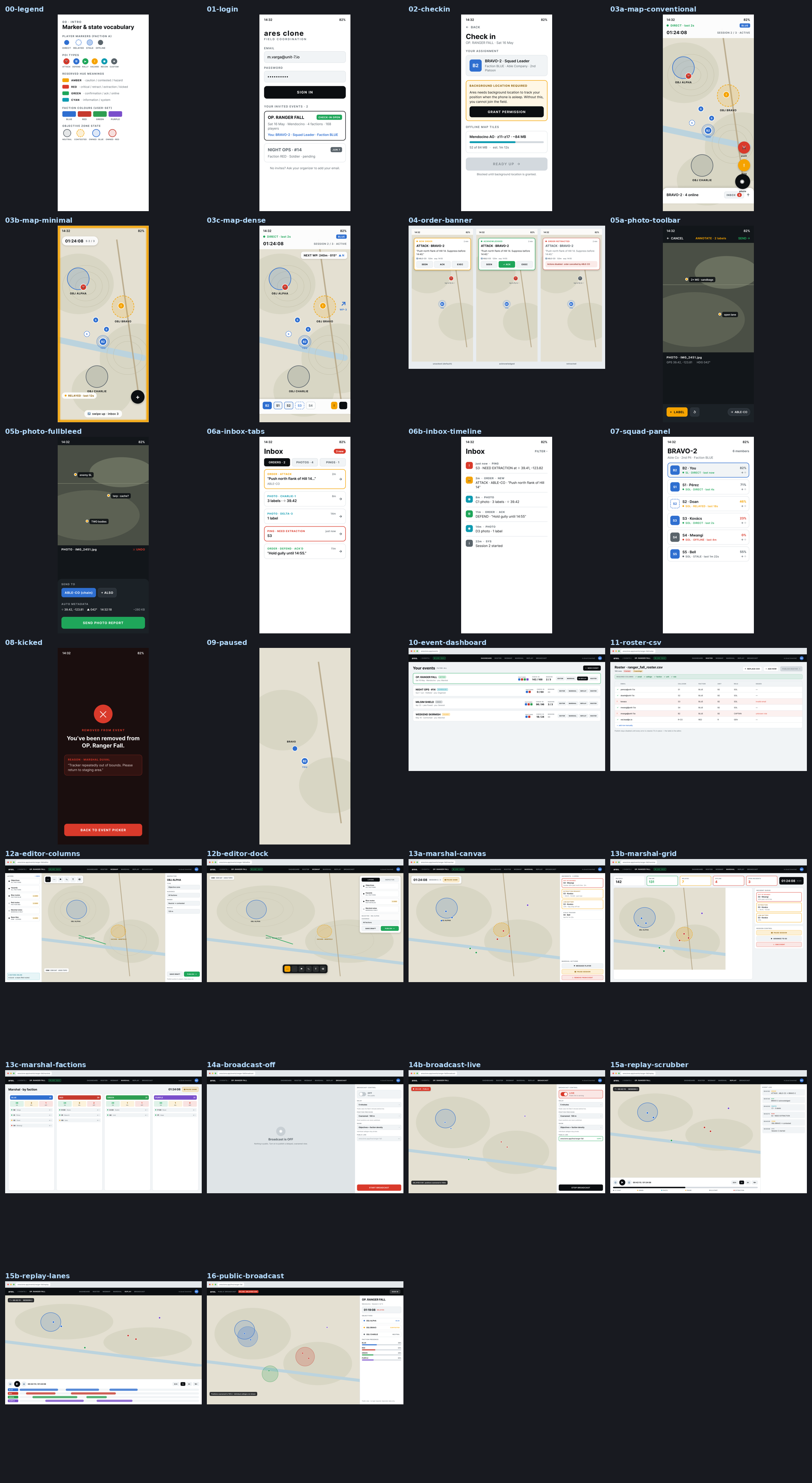 A full set of designed screens generated for review before implementation