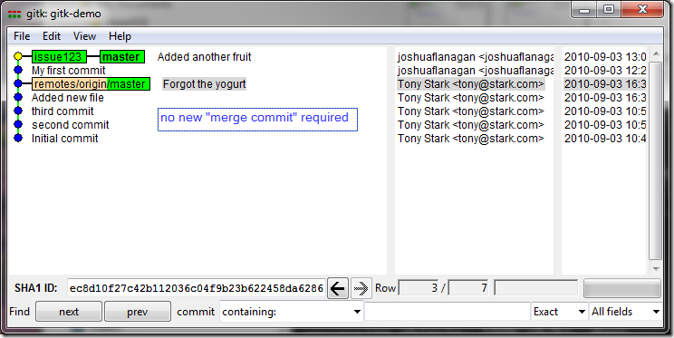 No merge commit required after rebase